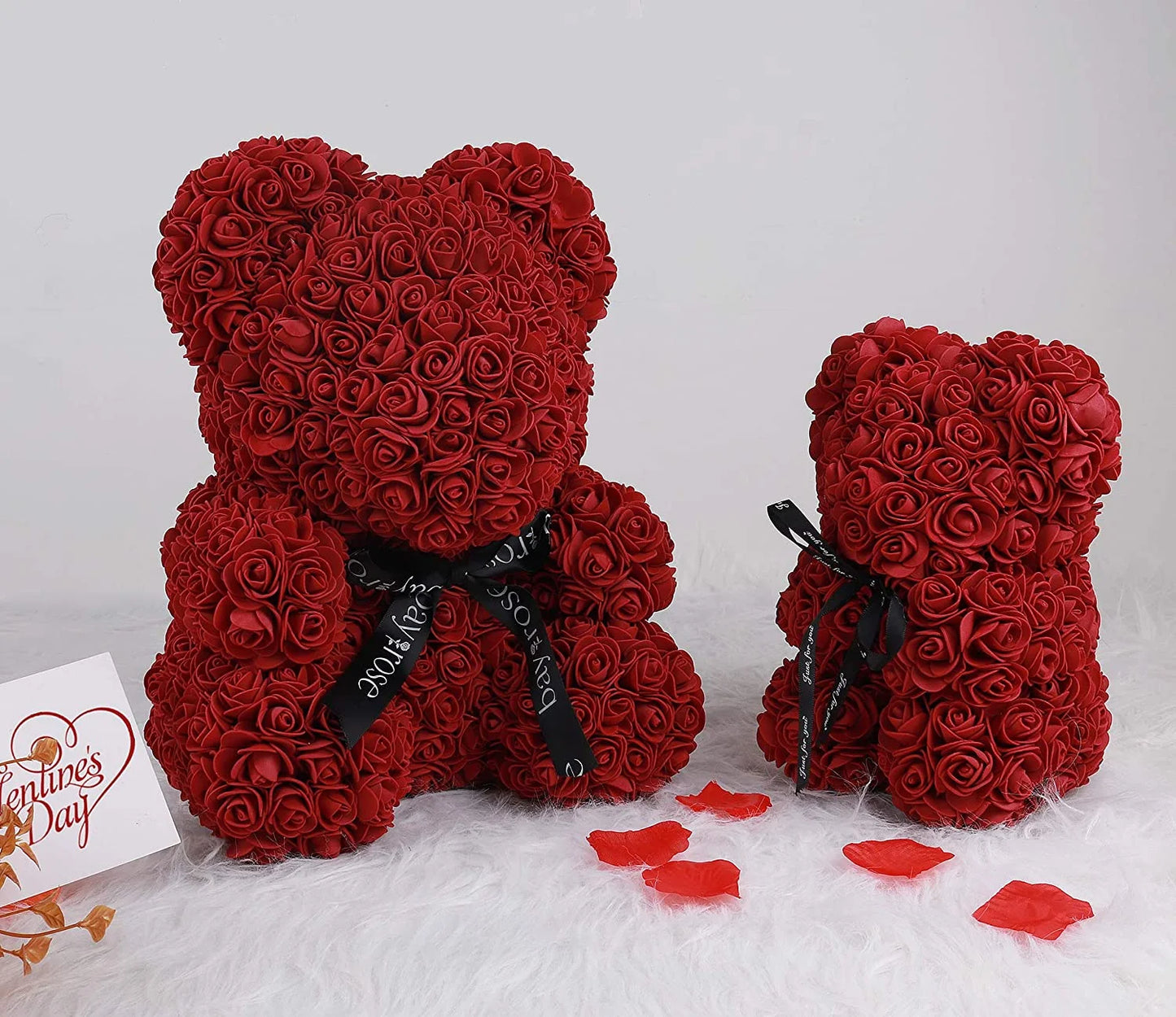 10-Inch Rose Flower Bear Gifts for Valentine'S Day,Mother'S Day,Christmas(Wine Red)