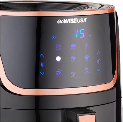 USA GW22955 7-Quart Electric Air Fryer with Dehydrator & 3 Stackable Racks, Digital Touchscreen with 8 Functions + Recipes, 7.0-Qt, Black/Copper